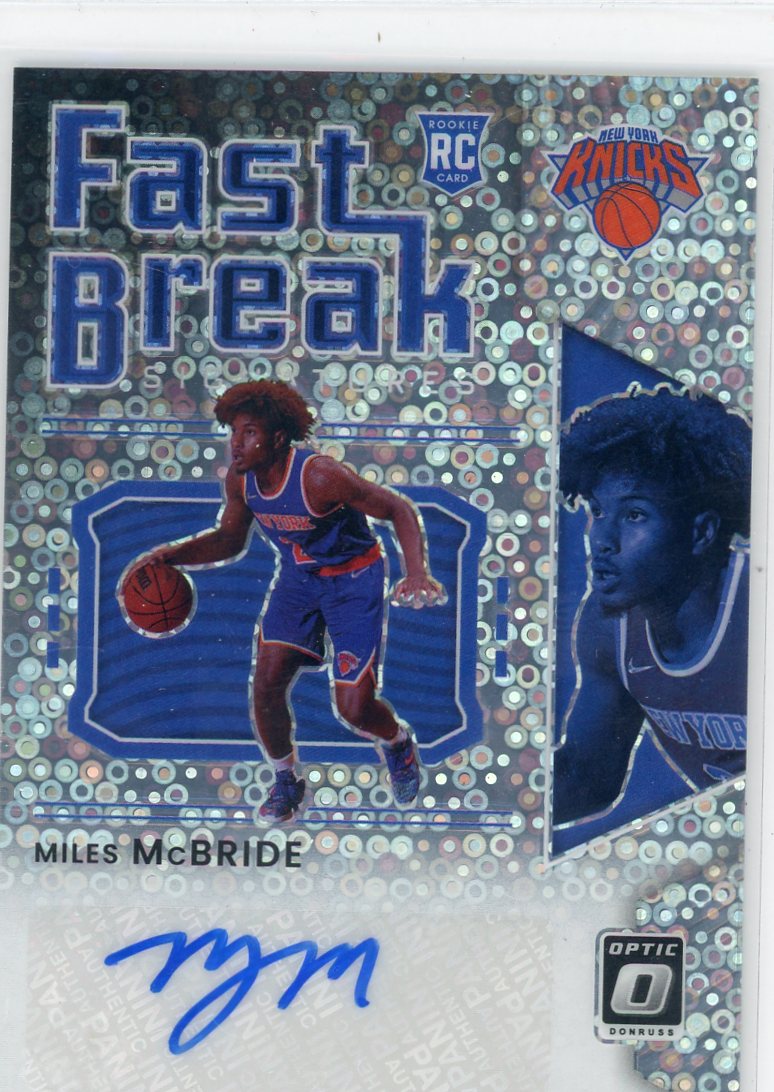 Miles McBride 2021-22 Panini Donruss Optic Fast Break autograph rookie card