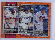 K.Schwarber / S. Ohtani / J. Soto 2026 Topps Series 1 National League Homerun Leaders Orange Foil #'d 19/25