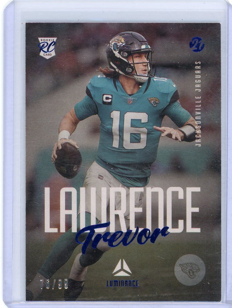 Trevor Lawrence 2021 Panini Chronicles Luminance blue rookie card 