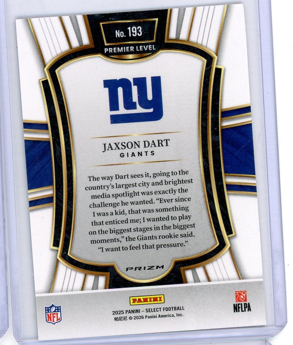 Jaxson Dart 2025 Panini Select Premier Level Red White & Blue Shock Prizm RC