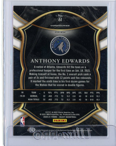 Anthony Edwards 2020-21 Select Silver Concourse RC #61