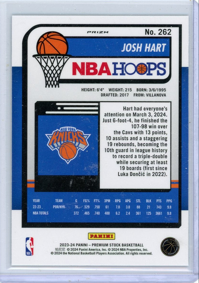 Josh Hart 2023-24 Panini Hoops Premium Stock cracked ice prizm