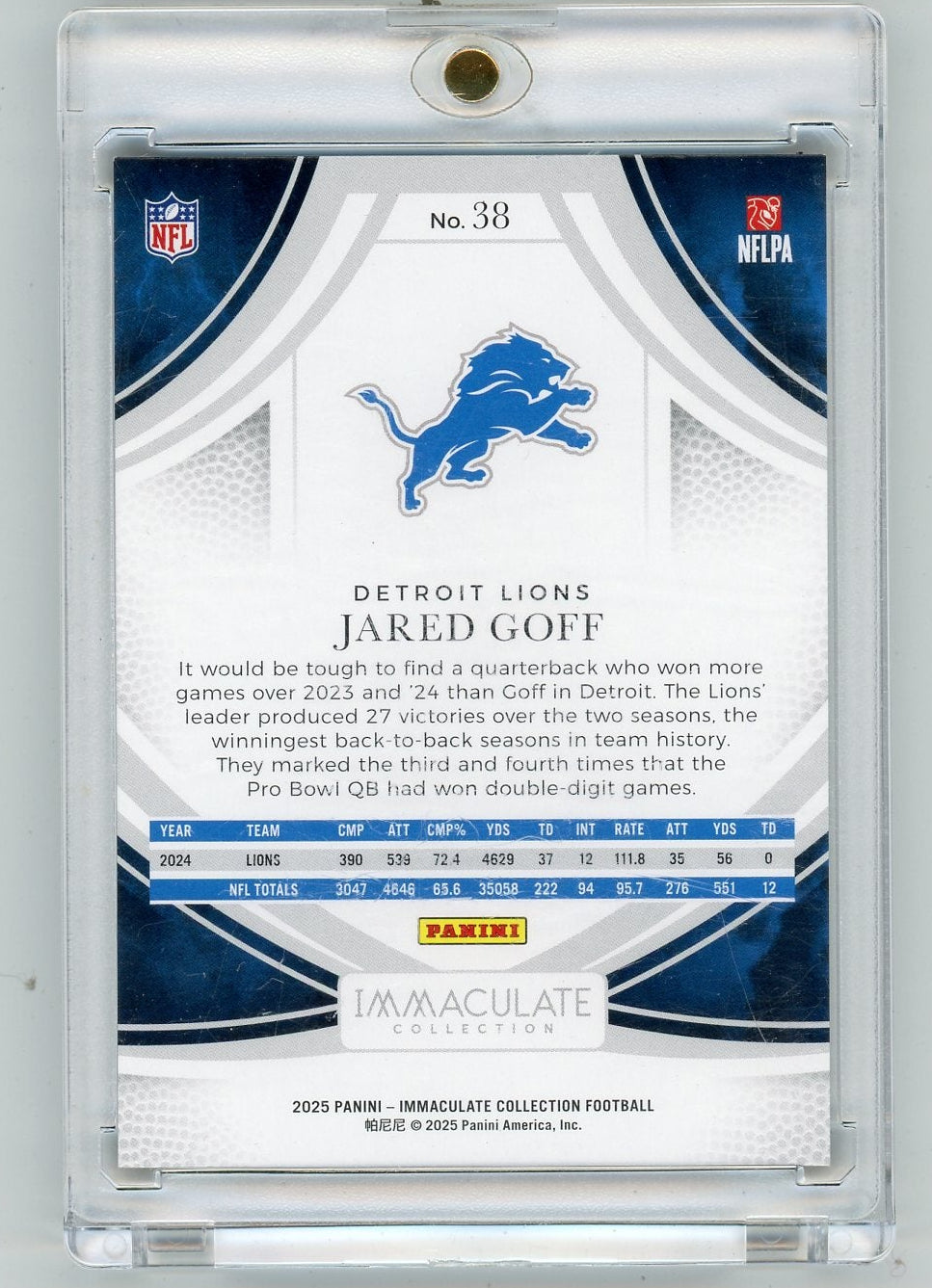 Jared Goff 2025 Panini Immaculate Collection Red #'d 56/75