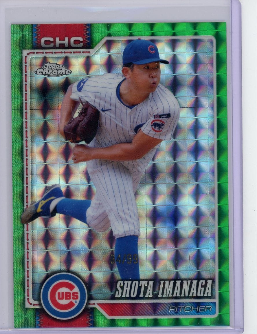 Shota Imanaga 2026 Topps Chrome Green Geofractor #'d 34/99