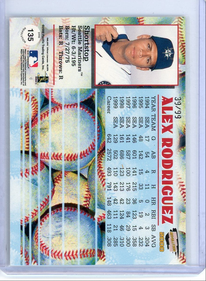 Alex Rodriguez 2000 Pacific Revolution Shadow Series #'d 39/99