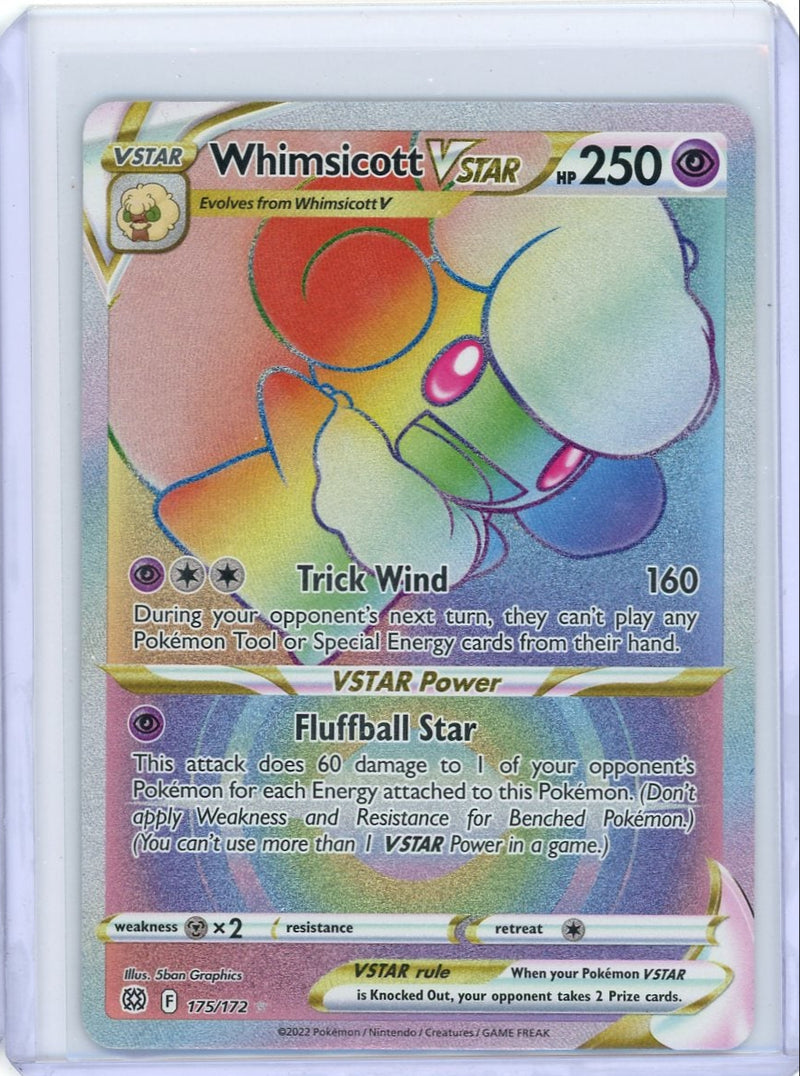 Whimsicott VSTAR Lucky Rainbow Holo Brilliant Stars 175/172