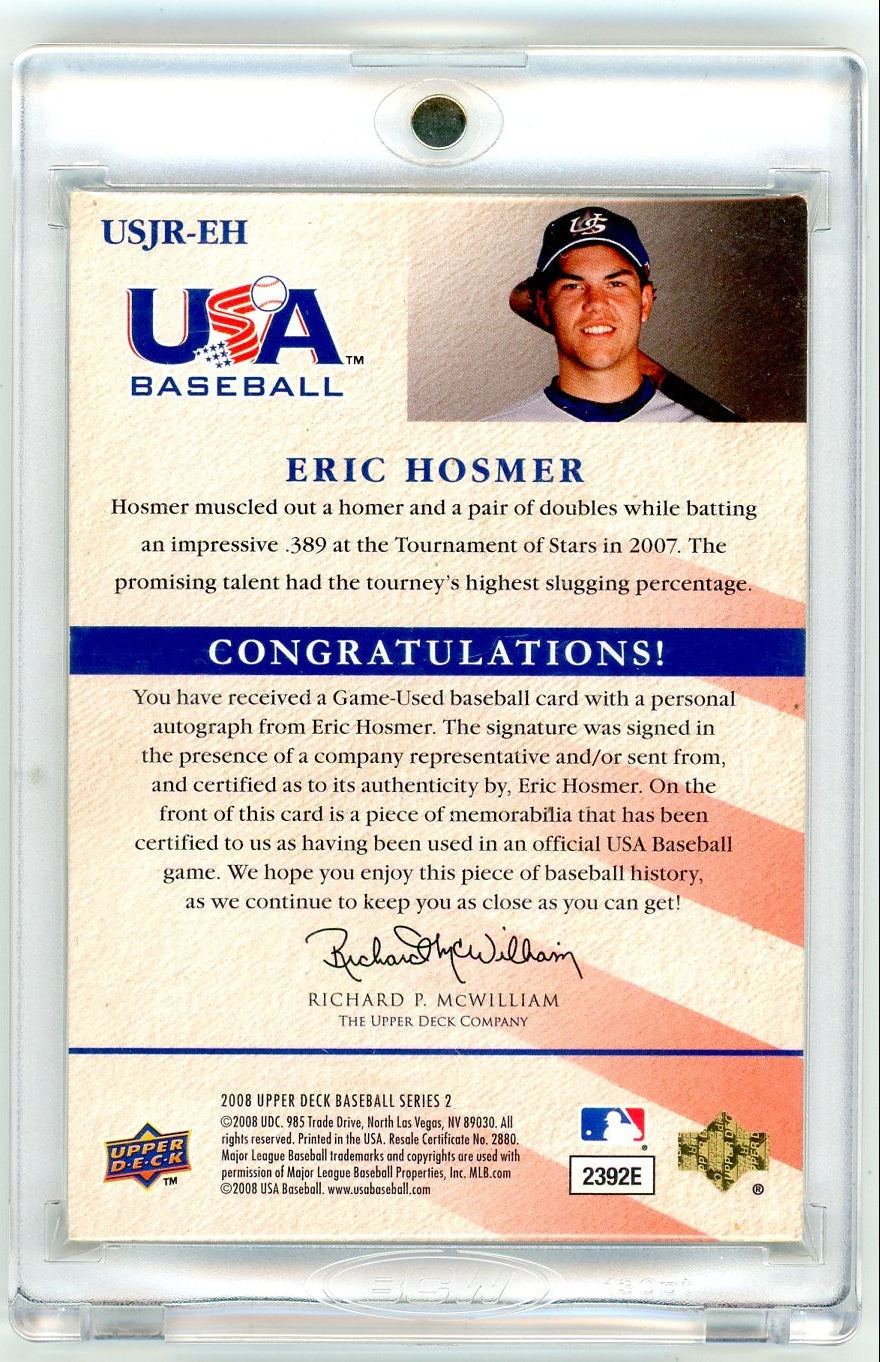 Eric Hosmer 2008 Upper Deck Baseball Series 2 Junior National Team autograph relic #'d 65/99