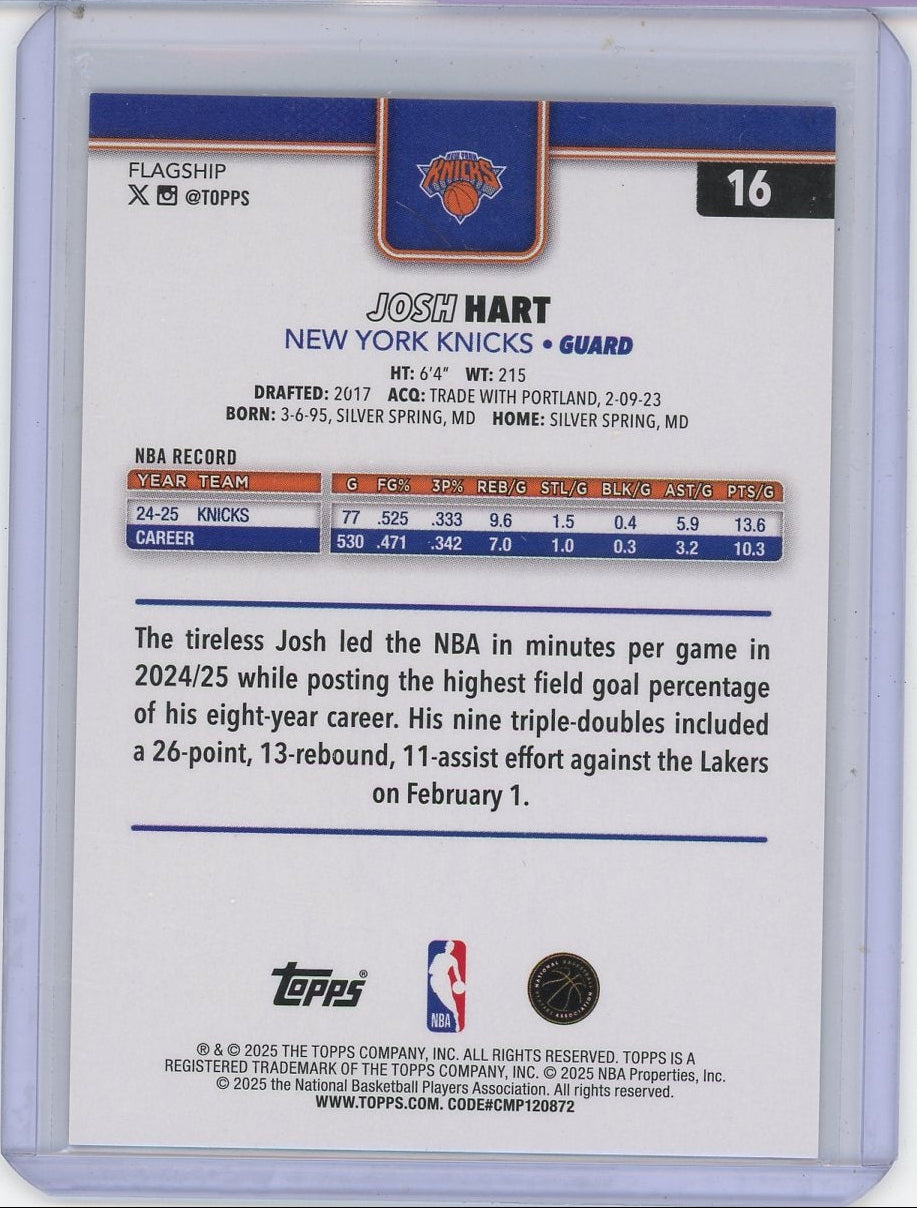 Josh Hart 2025-26 Topps Orange Shimmer #'d 08/25