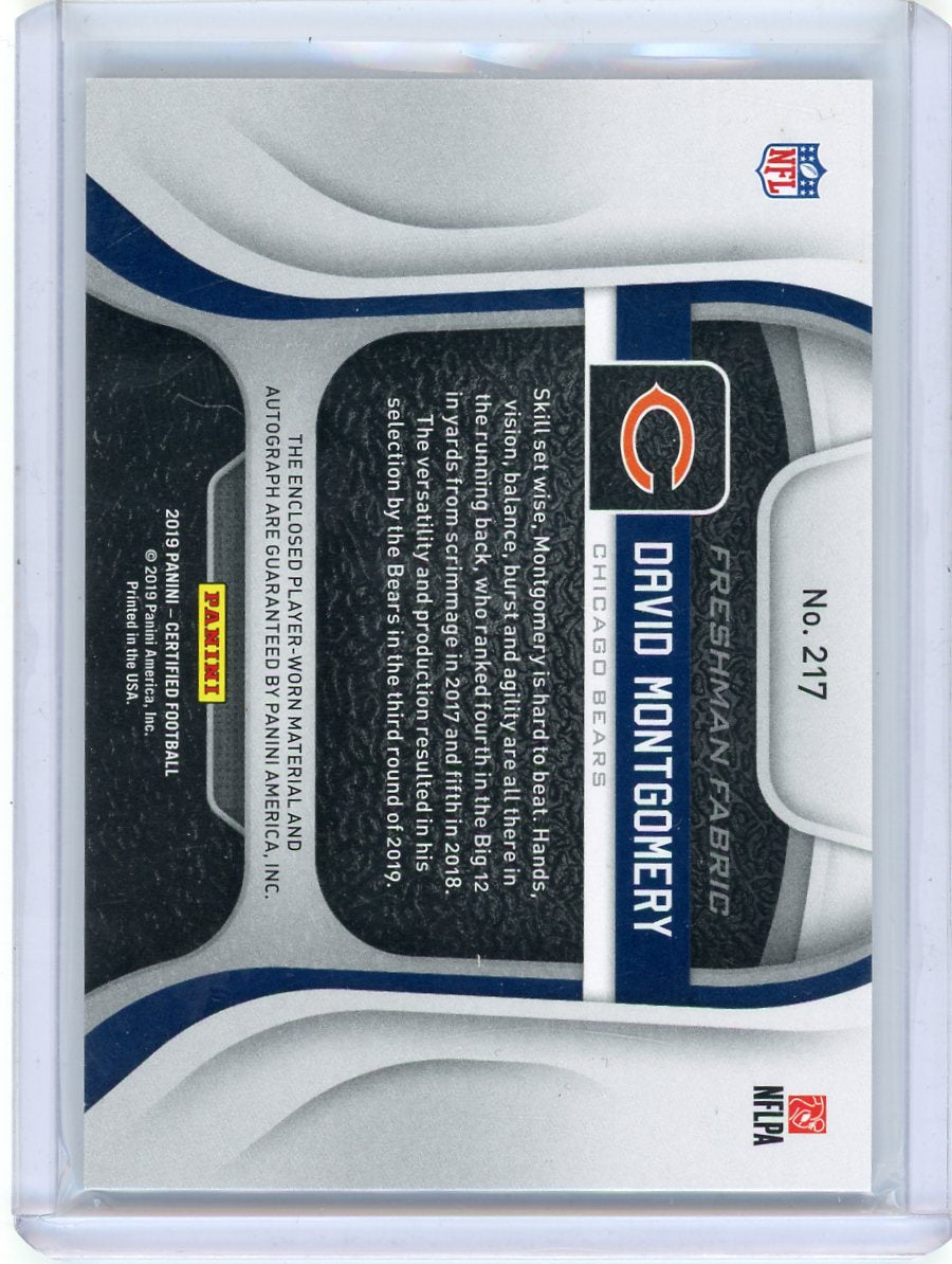 David Montgomery 2019 Panini Certified Freshman Fabrics RPA #'d 264/299