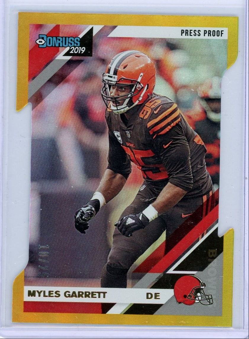 Myles Garrett 2019 Donruss Gold Press Proof Die Cut #'d 10/25