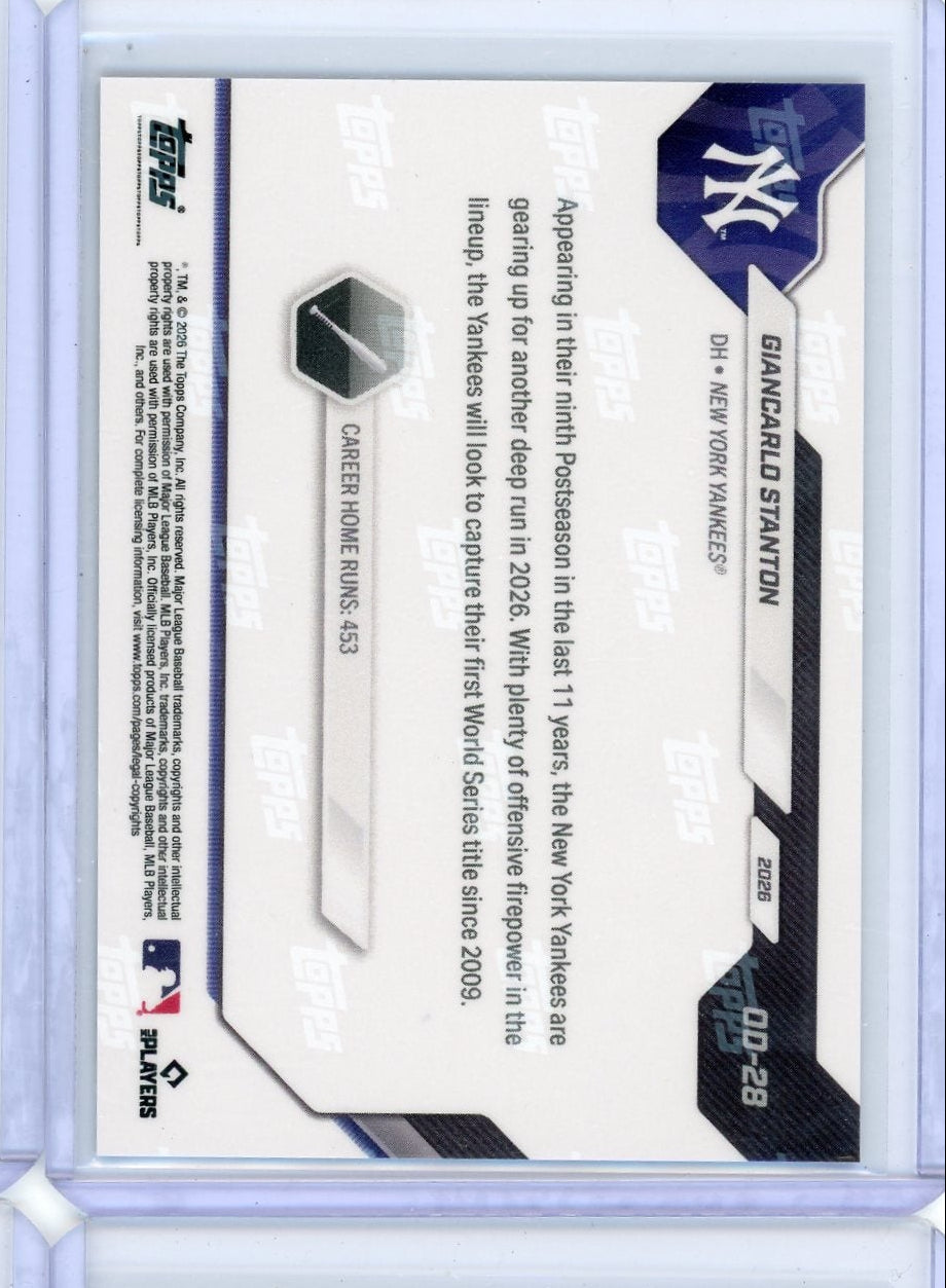 Giancarlo Stanton 2026 Topps Now Opening Day Gold Foil #'d 01/50