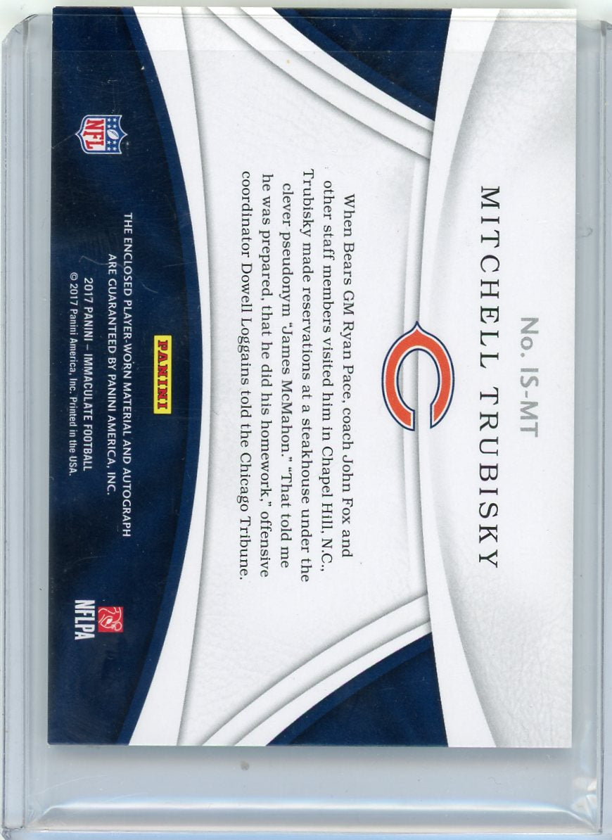 Mitchell Trubisky 2017 Panini Immaculate Rookie Patches Signatures RPA #'d 27/49