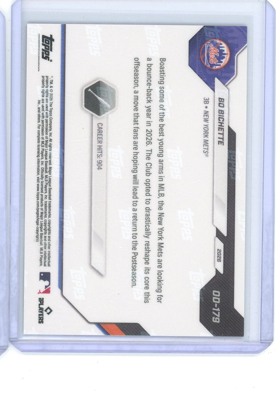 Bo Bichette 2026 Topps Now Opening Day Black Foil #'d 06/10