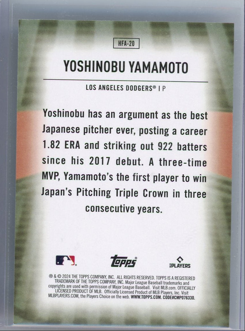 Yoshinobu Yamamoto 2024 Topps Home Field Advantage rookie card SP