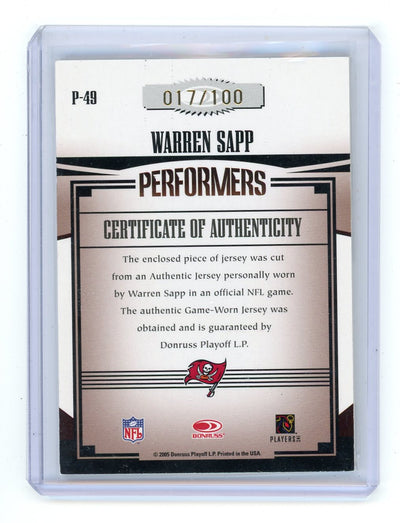 Warren Sapp 2005 Donruss Gridiron Gear Performers GU Jersey #'d 017/100