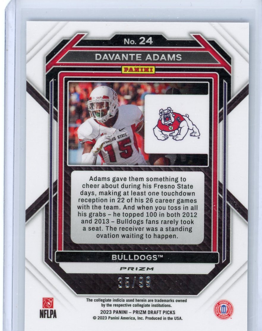 DaVante Adams 2023 Panini Prizm Draft blue ice prizm #'d 35/99