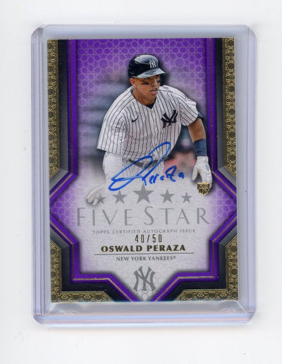 Oswald Peraza 2023 Topps Five Star purple autograph rookie card #'d 40/50