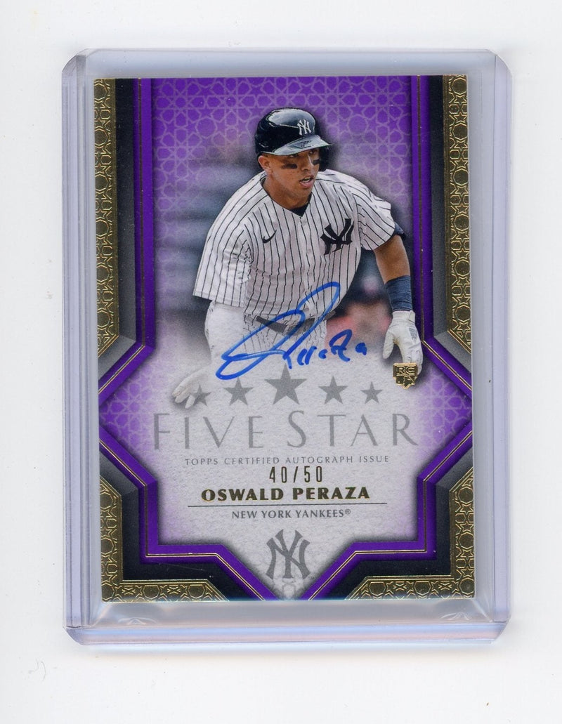 Oswald Peraza 2023 Topps Five Star purple autograph rookie card 