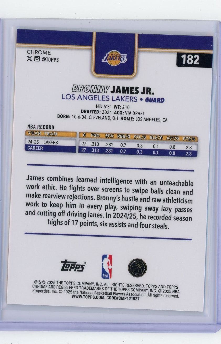 Bronny James Jr. 2025-26 Topps Chrome Sapphire gold #'d 46/50
