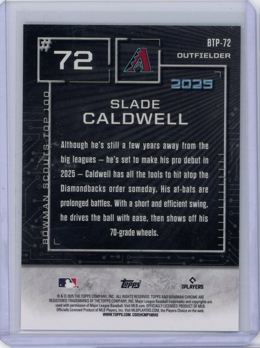 Slade Caldwell 2025 Bowman Chrome Top 100 green ref. #'d 93/99