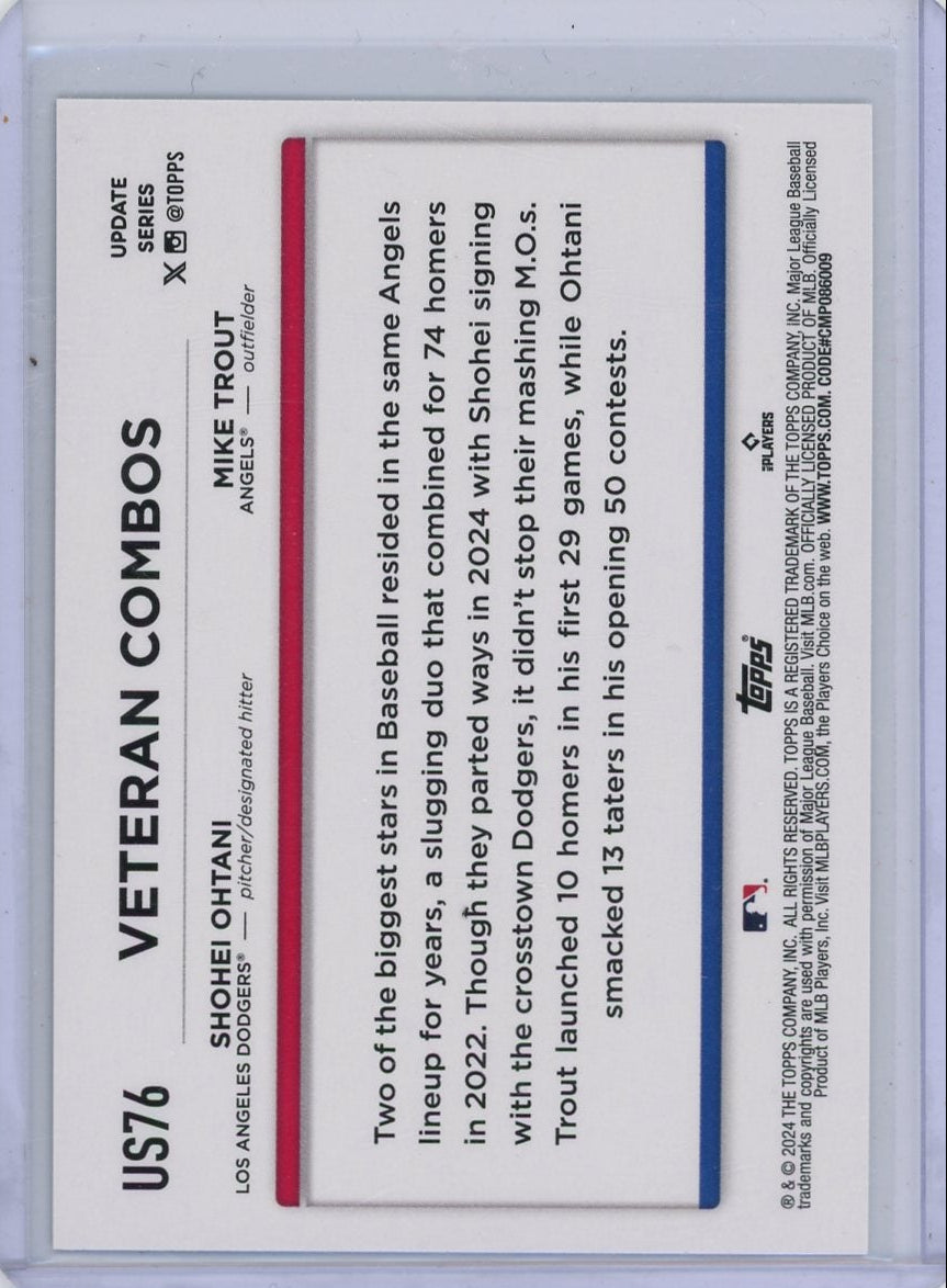 Ohtani / Trout 2024 Topps Veteran Combos silver crackle holo