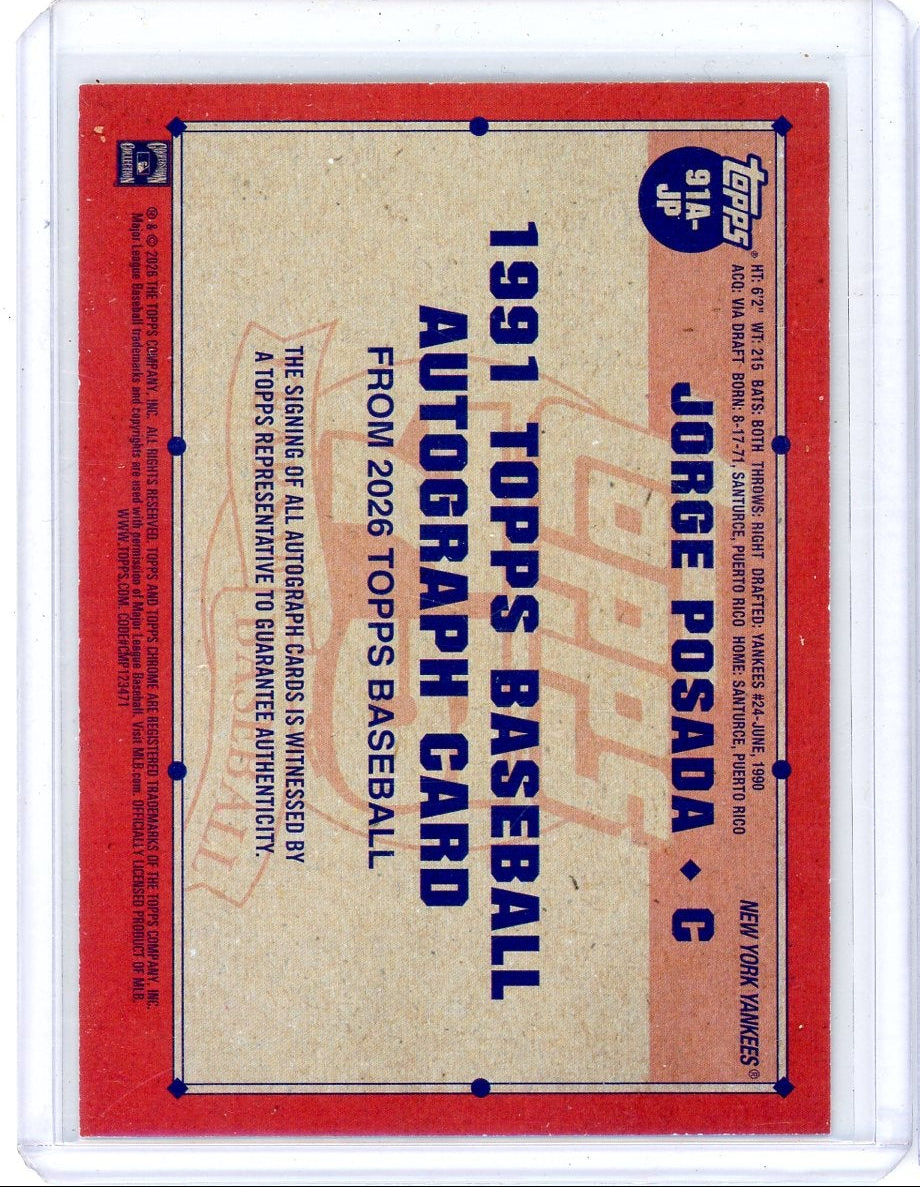 Jorge Posada 2026 Topps 75th Anniversary Autograph Gold #'d 39/50