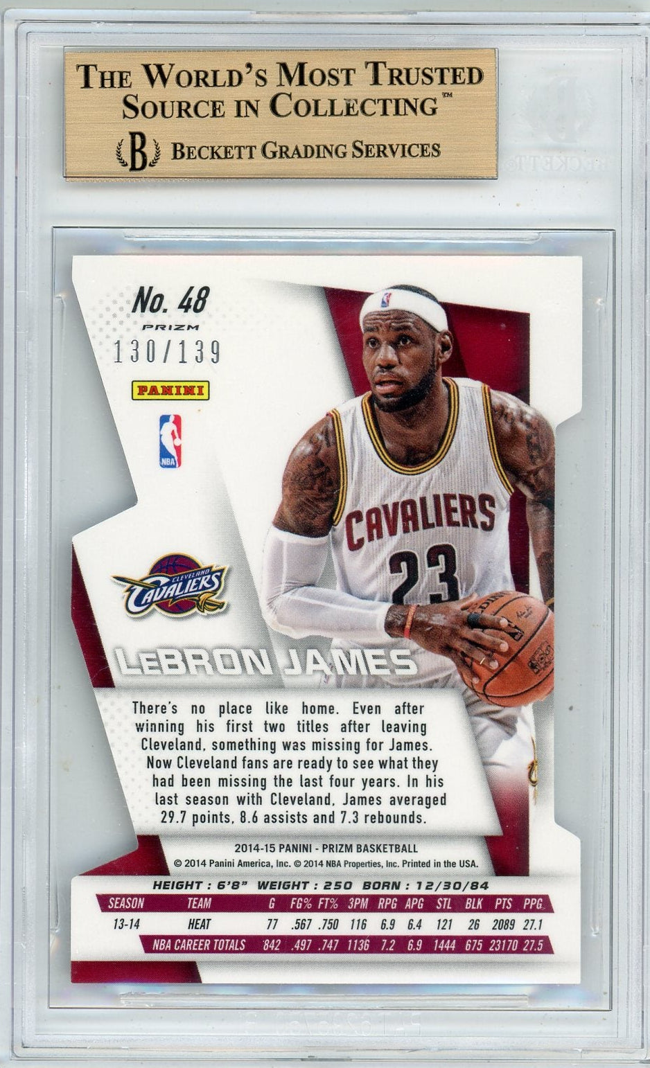 LeBron James 2014-15 Panini Prizm Die-Cut Purple #'d 130/139 BGS 9.5