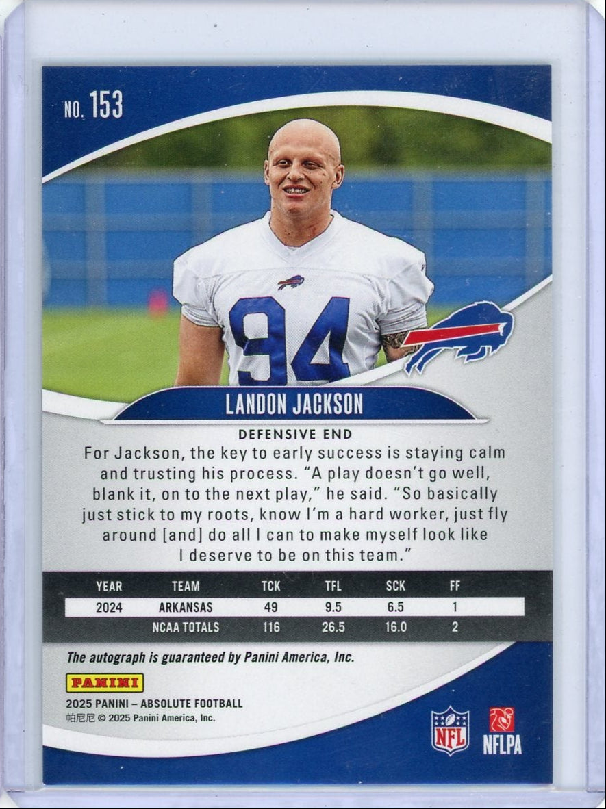 Landon Jackson 2025 Panini Absolute autograph RWB rookie card #'d 115/150