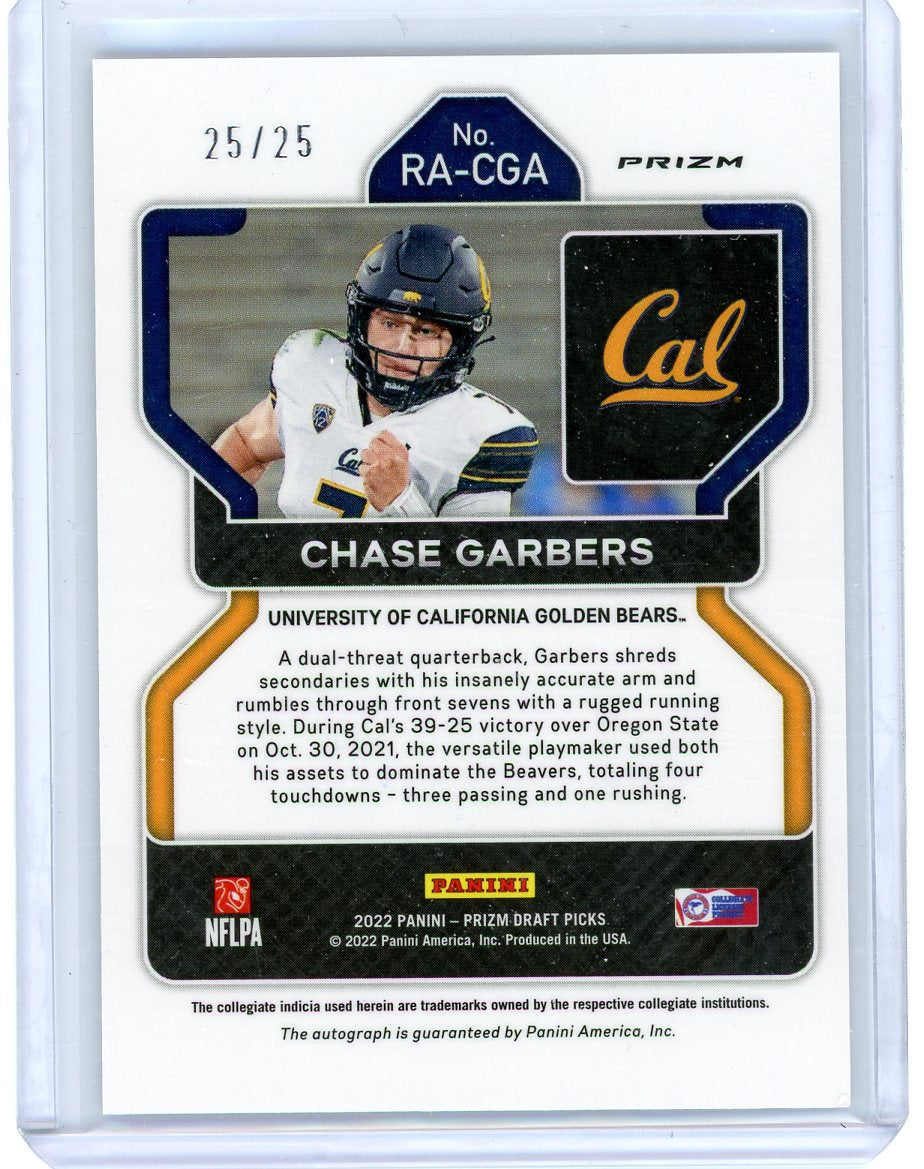 Chase Garbers 2022 Panini Prizm Draft Picks mojo autograph #'d 25/25