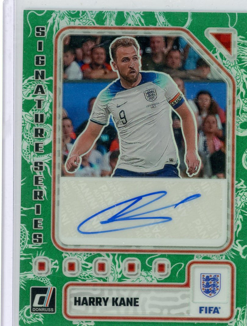 Harry Kane 2023-24 Panini Donruss FIFA Optic Signature Series green prizm auto 