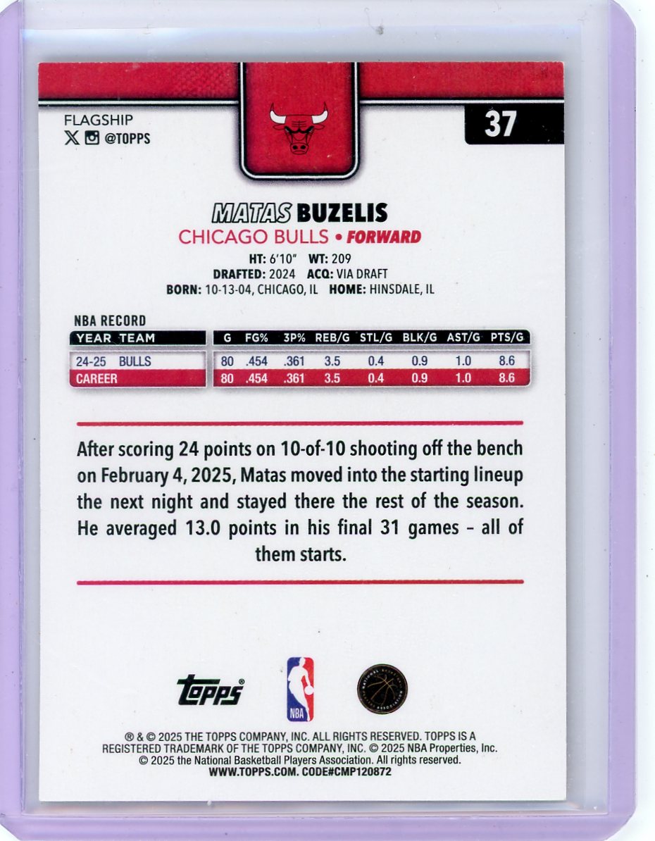 Matas Buzelis 2025-26 Topps Wood #'d 25/25