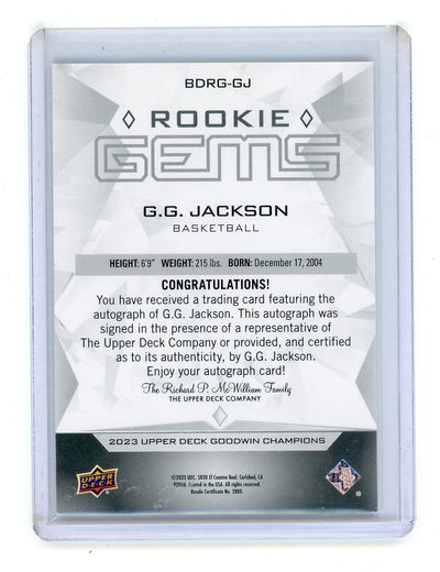 GG Jackson 2023 Upper Deck Goodwin Champions Rookie Gems Black Diamond Autograph #'d 06/49