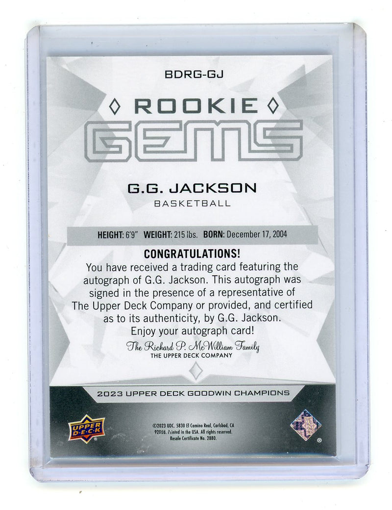 GG Jackson 2023 Upper Deck Goodwin Champions Rookie Gems Black Diamond Autograph 