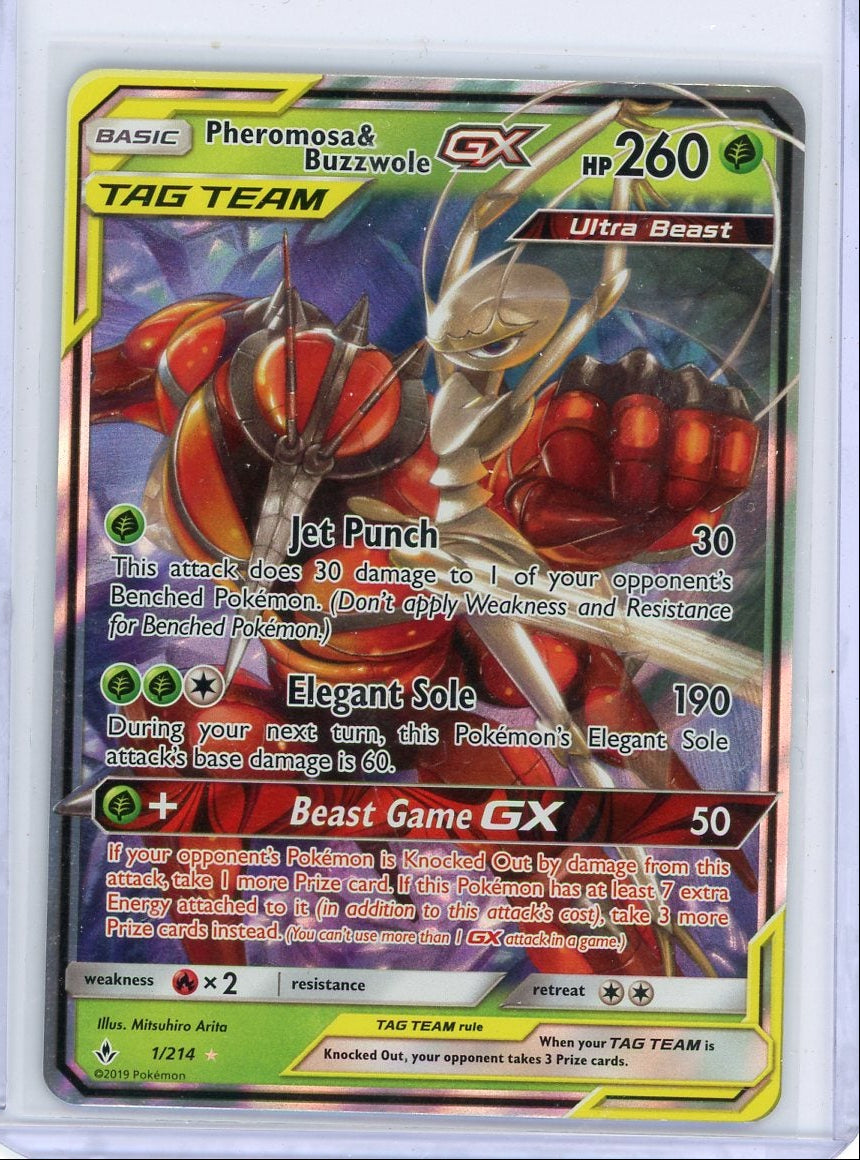 Pheromosa & Buzzwole GX Tag Team 2019 Pokemon Unbroken Bonds #1/214