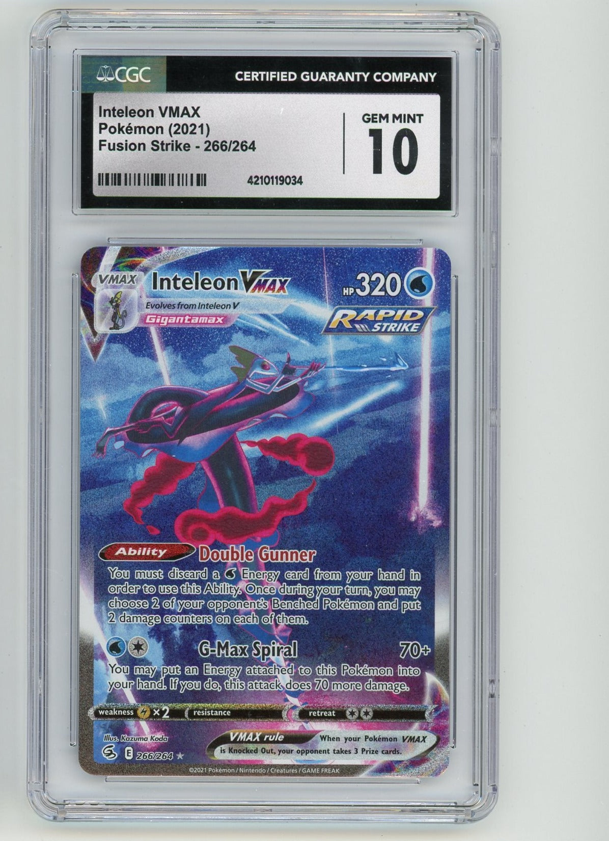 Inteleon VMAX 2021 Pokemon rare holo 266/264 CGC 10 – Piece Of The Game