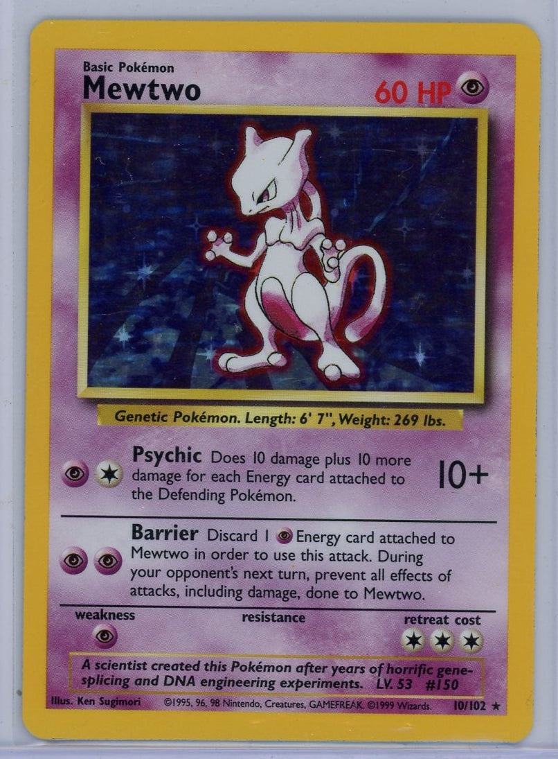 Mewtwo Pokémon Base Set Holo Rare #010/102