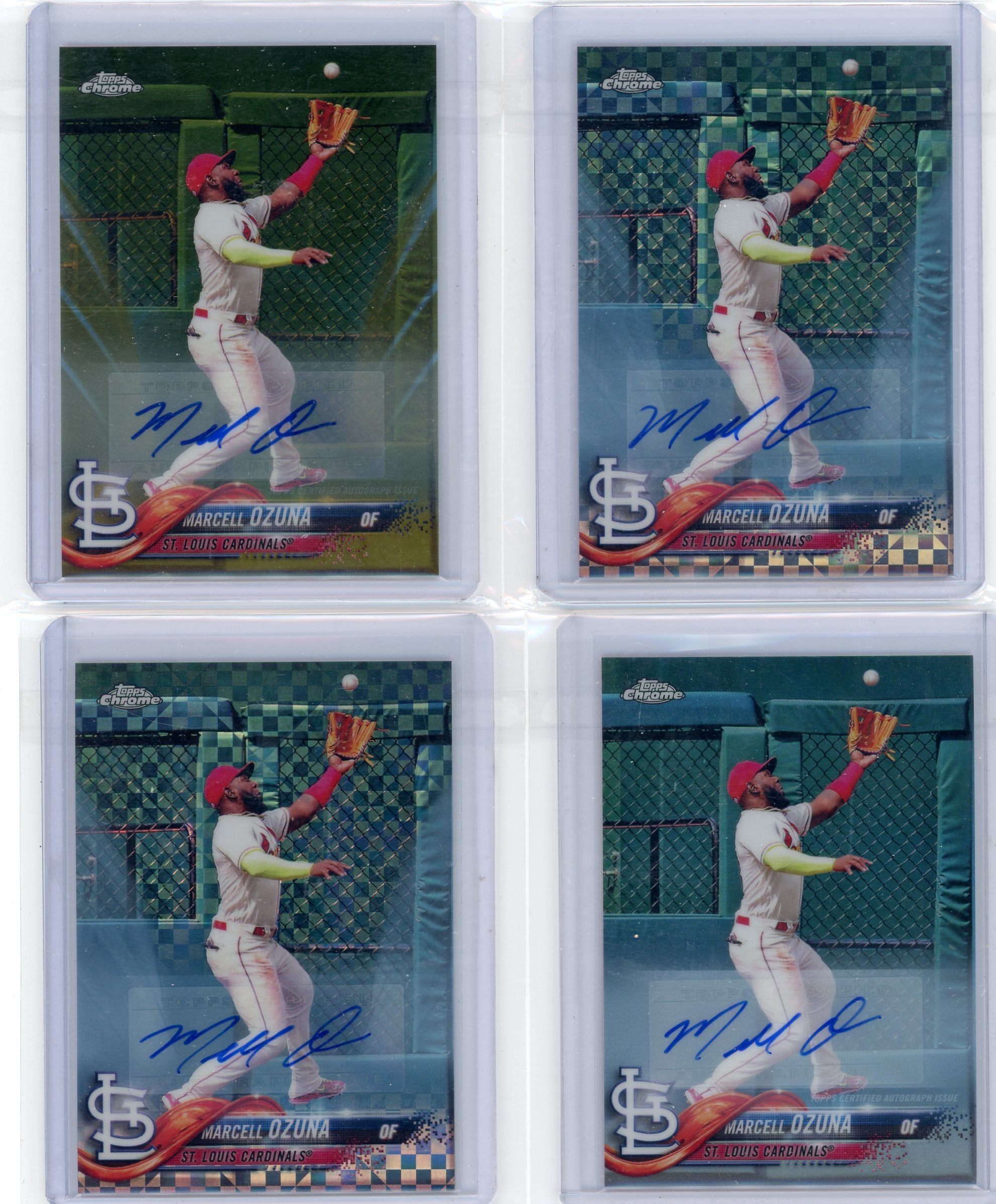 Marcell Ozuna 2018 Topps Chrome Update autograph lot (2x X-Fractor, 1x Gold, 1x base)