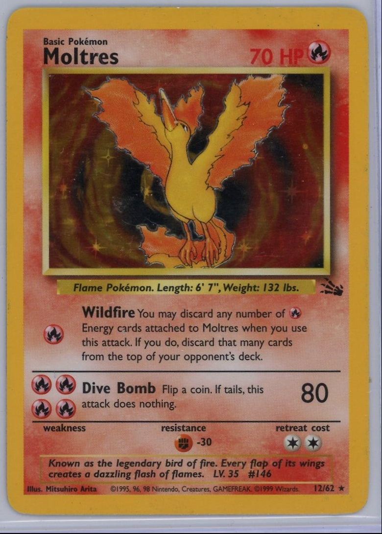 Moltres Pokémon Fossil Unlimited Holo Rare #12/62