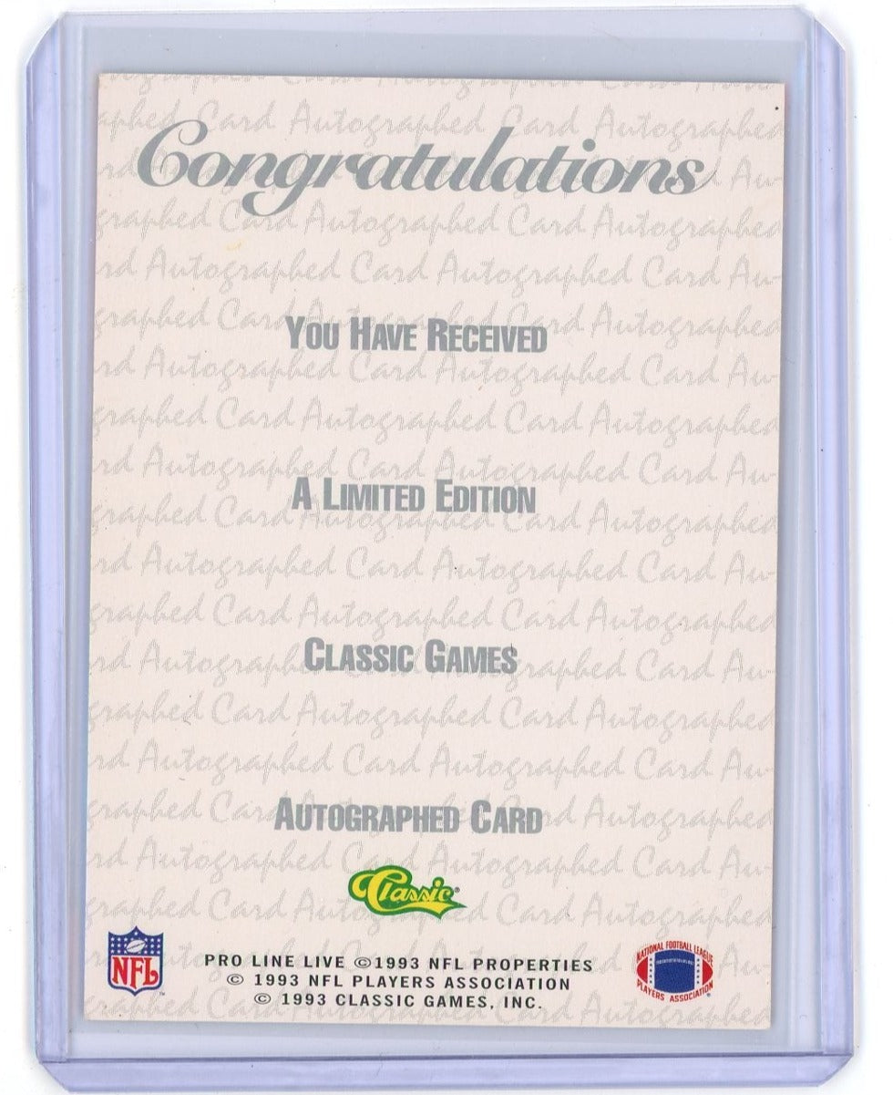 Eric Dickerson 1993 Pro Line Live Autographs #'d 808/900