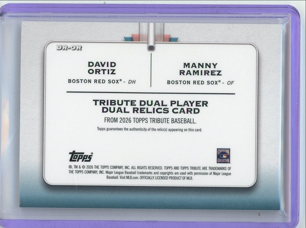 David Ortiz Manny Ramirez 2026 Topps Tribute Dual Relic #'d 74/199