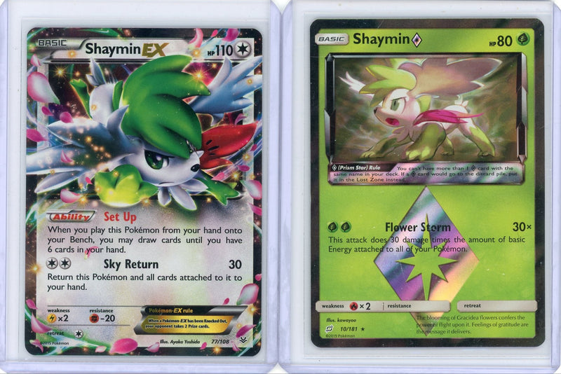 Shaymin Ultra Prism 10/181 MP + Shaymin Ex 77/108 LP 2-card lot