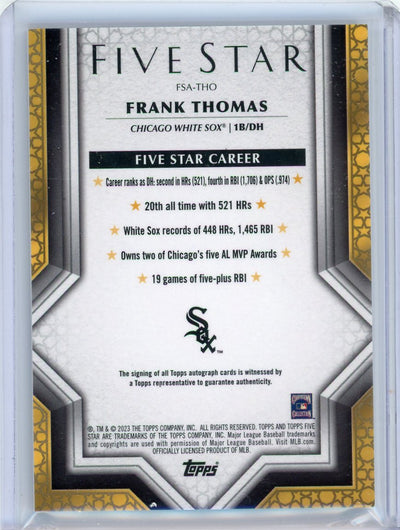 Frank Thomas 2023 Topps Five Star purple autograph #'d 29/50