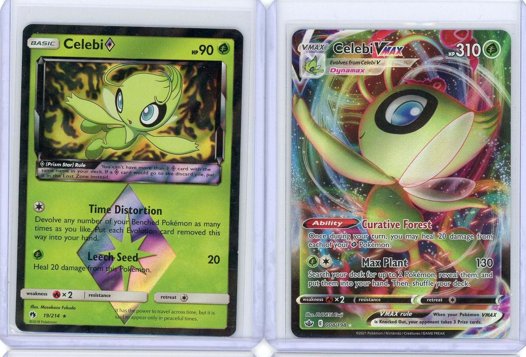 Celebi Vmax 2021 Chilling Reign 008/198 + Celebi Lost Thunder 19/214 MP 2-card lot