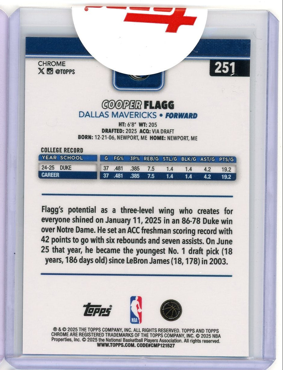 Cooper Flagg 2025 Topps Chrome Blue X-Fractor (sealed)