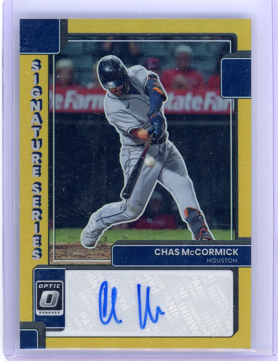 Chas McCormick 2022 Panini Donruss Optic Signature Series gold prizm #'d 06/10