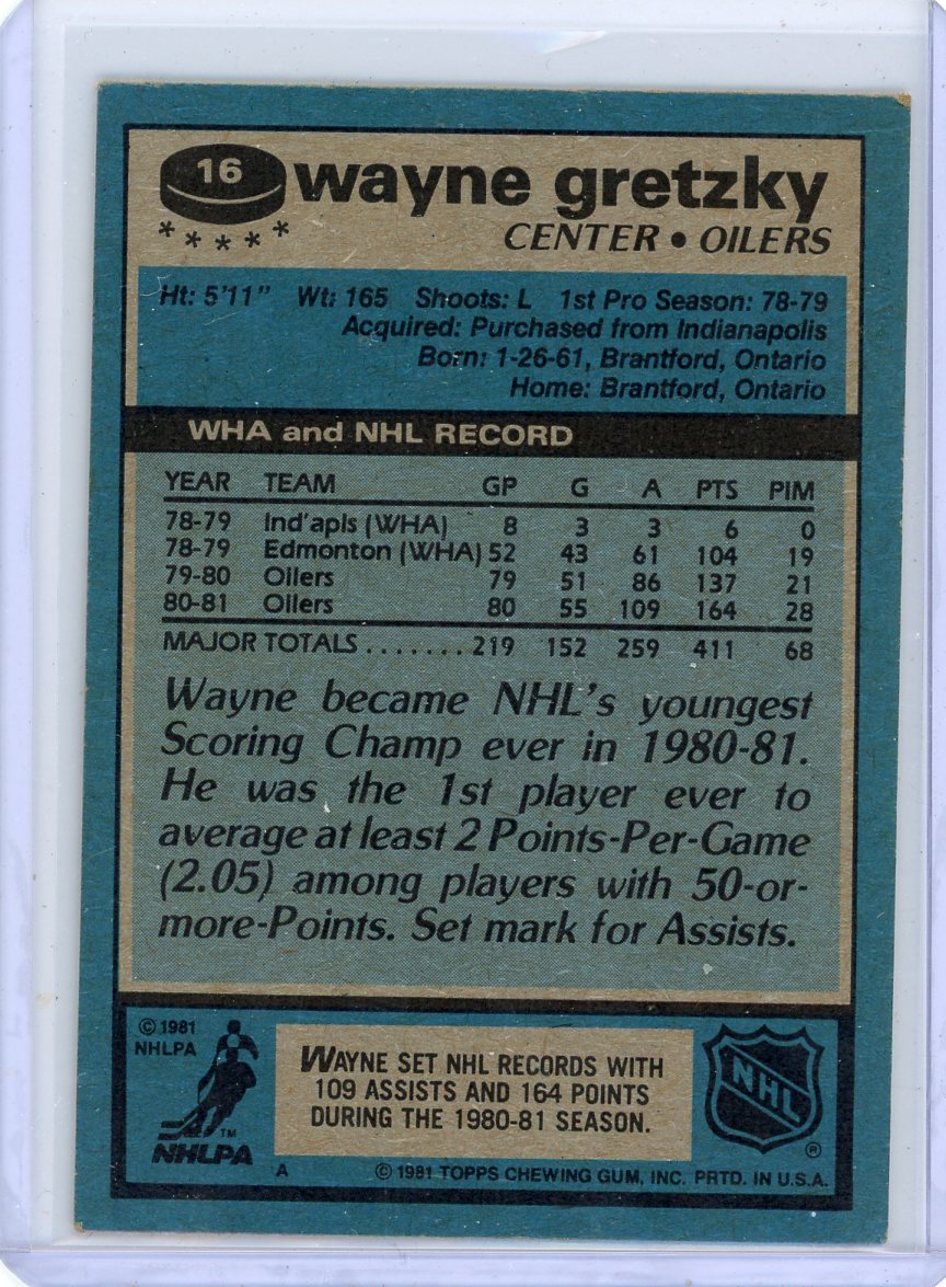 Wayne Gretzky 1981 Topps #16