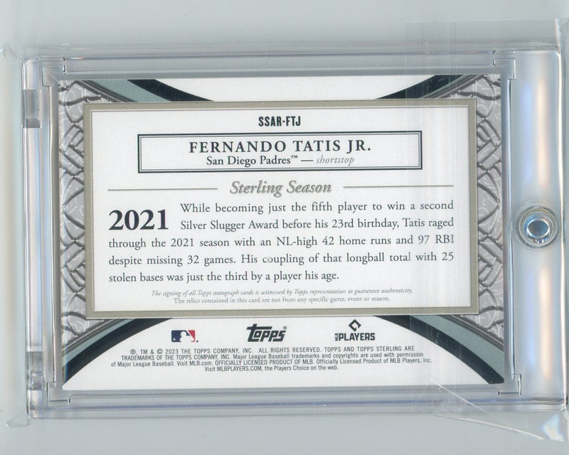 Fernando Tatis Jr. 2023 Topps Sterling dual relic autograph 
