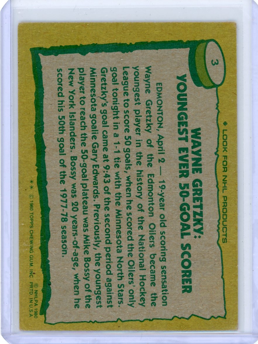 Wayne Gretzky 1980 Topps Record Breaker #3