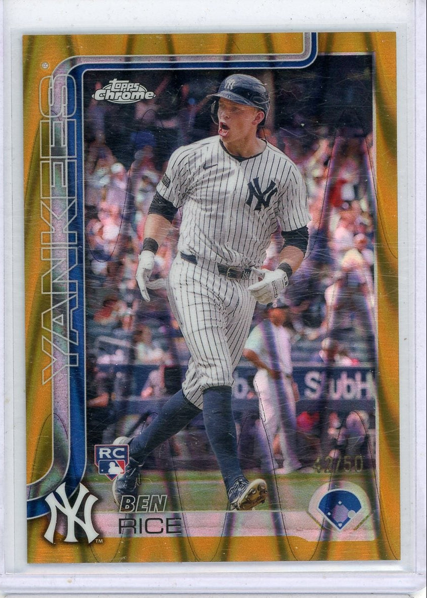 Ben Rice 2025 Topps Chrome Gold Raywave ref. rookie card #'d 42/50