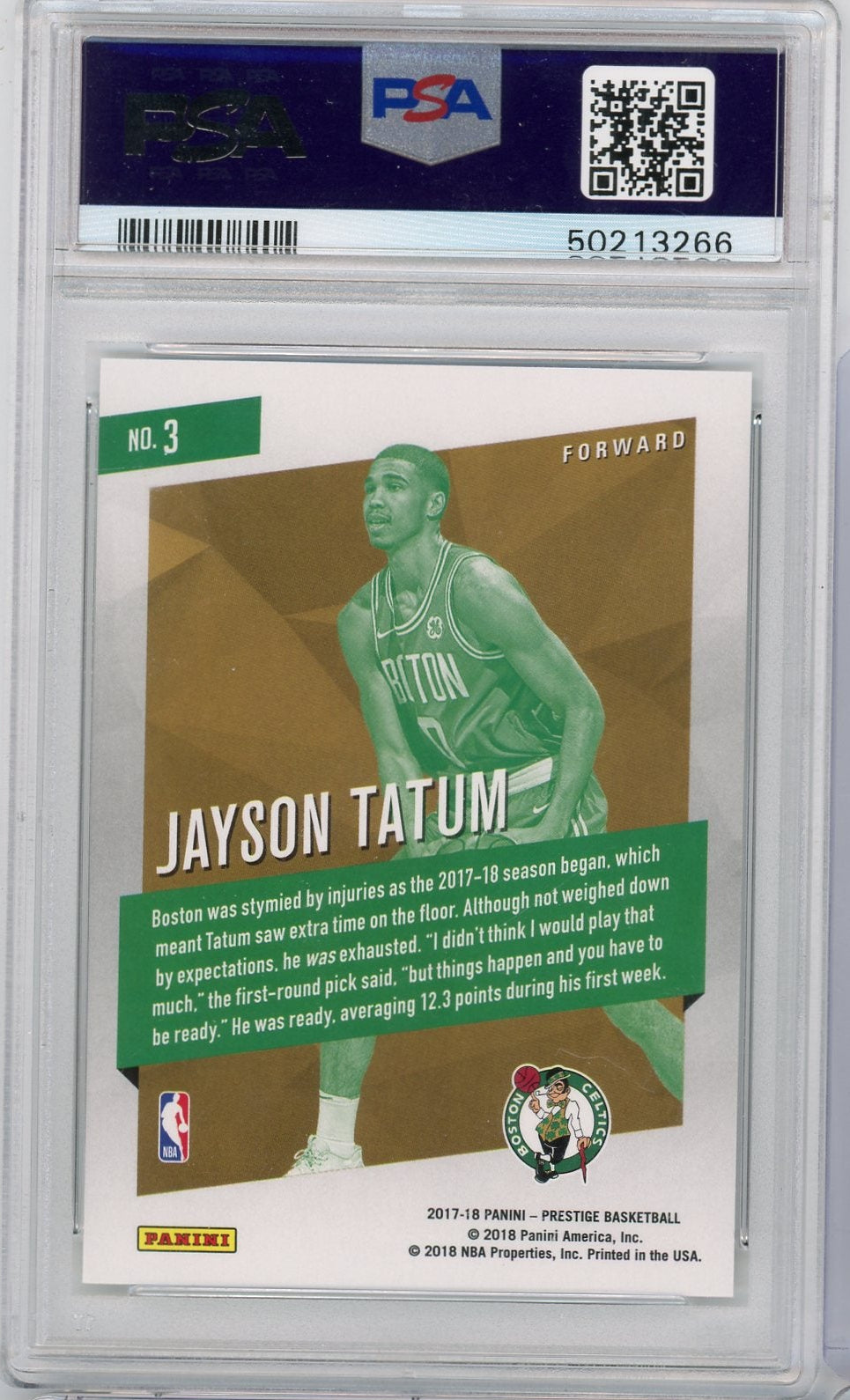 Jayson Tatum 2017 Prestige Micro Etch Rookies PSA 10